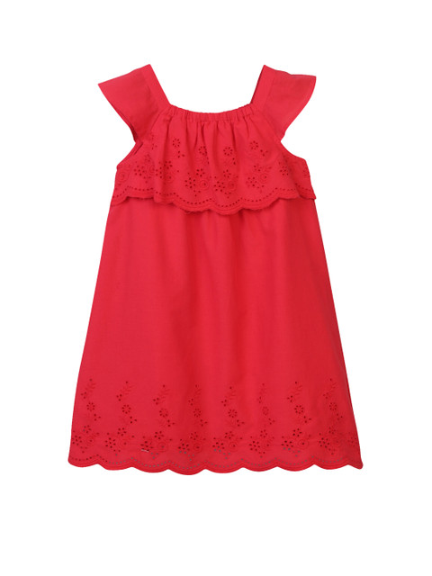 

Beebay Girls Red Embroidered A-Line Dress