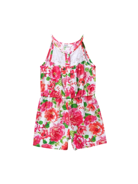 

Beebay Girls Pink & Green Printed Playsuit