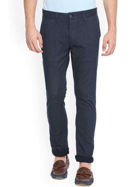 

People Men Blue Regular Fit Solid Regular Trousers