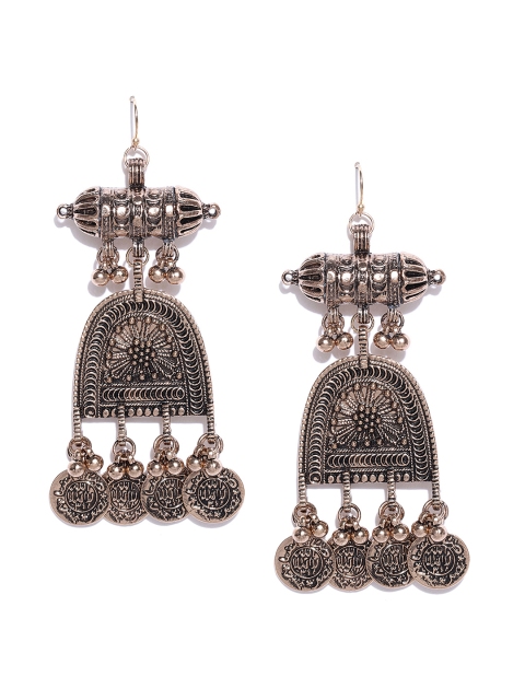 

Blueberry Copper-Toned Textured Classic Drop Earrings