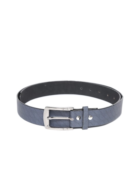

Blueberry Men Navy Textured Leather Belt, Navy blue