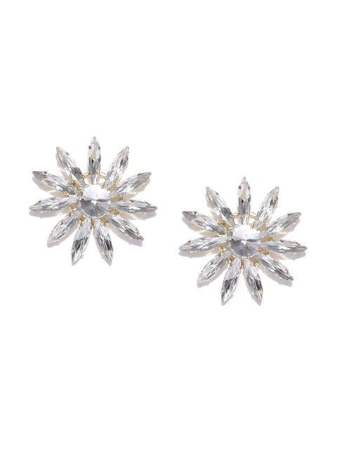

Blueberry Gold-Toned & Silver-Toned Stone-Studded Floral Studs