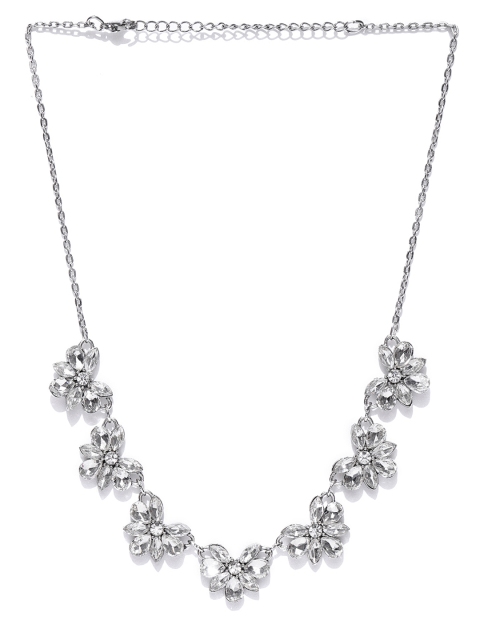 

Blueberry Silver-Toned Crystal Studded Necklace