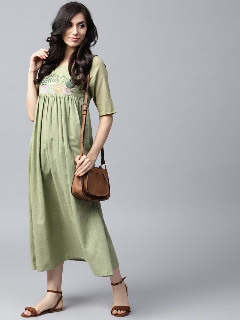 

AKS Women Green Solid Maxi Dress