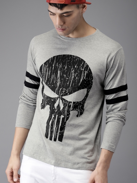 

SayItLoud Men Grey Printed Round Neck T-shirt