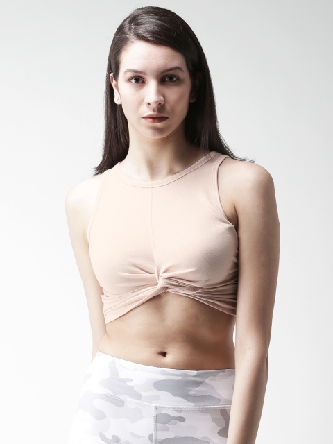 

FOREVER 21 Women Peach-Coloured Solid Crop Top