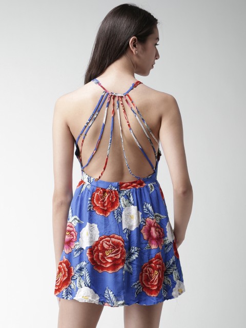 

FOREVER 21 Women Blue Printed A-Line Dress