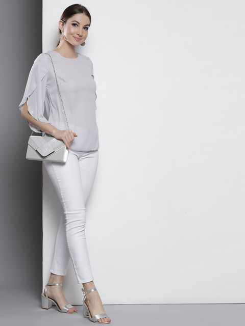 

DOROTHY PERKINS Women Grey Solid Top
