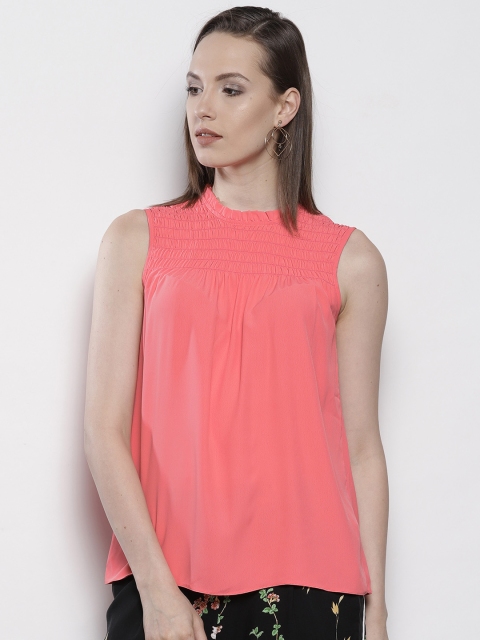 

DOROTHY PERKINS Women Coral Pink Solid A-Line Top