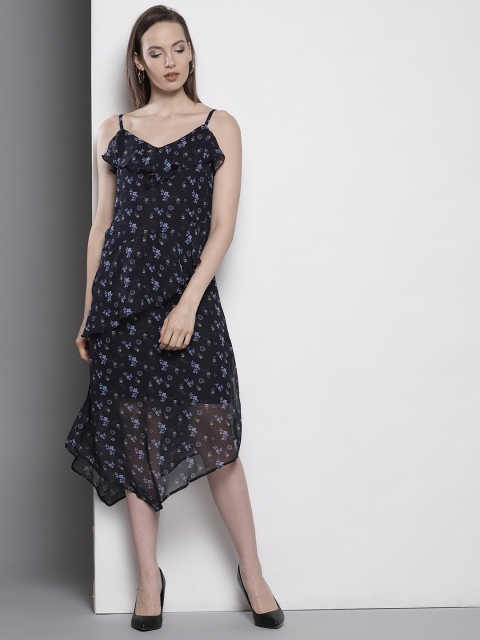 

DOROTHY PERKINS Women Navy Blue Floral Print A-Line Dress