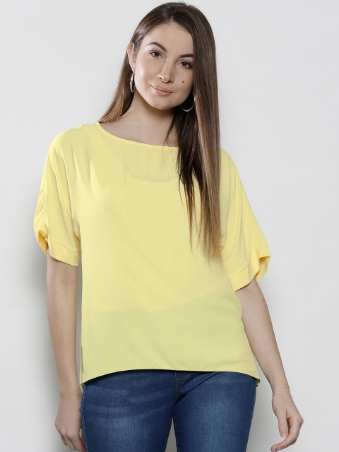 

DOROTHY PERKINS Women Yellow Solid Boxy Top
