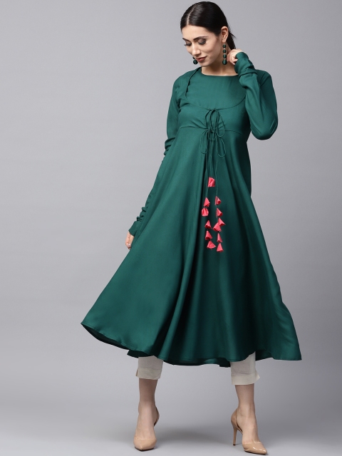 

AKS Women Green Solid Anarkali Kurta