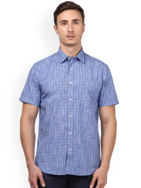 

ColorPlus Men Blue Tailored Fit Checked Casual Shirt