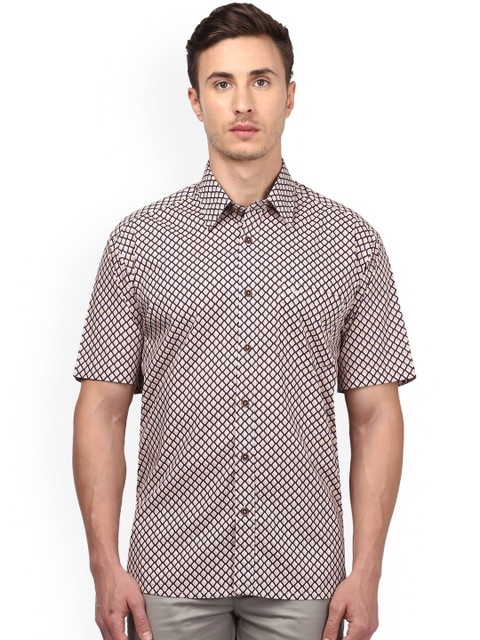 

ColorPlus Men Brown & Blue Regular Fit Printed Casual Shirt