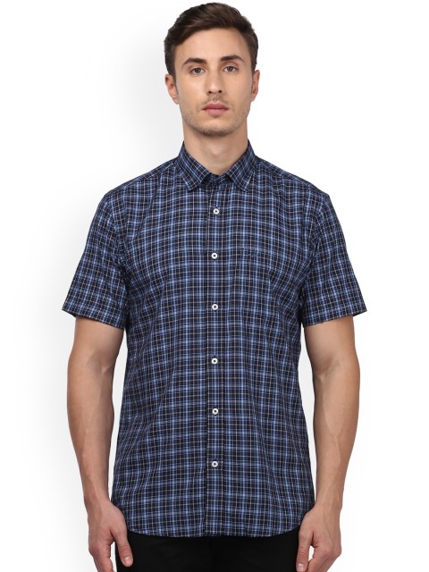 

ColorPlus Men Blue & Black Tailored Fit Checked Casual Shirt