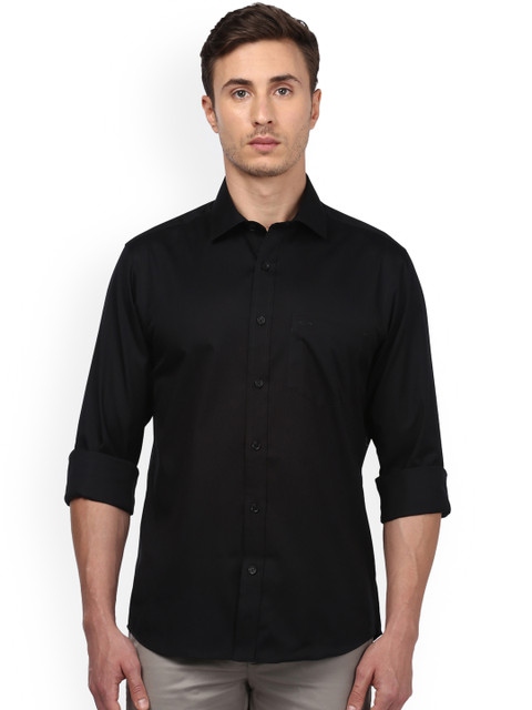 

ColorPlus Men Black Tailored Fit Solid Casual Shirt