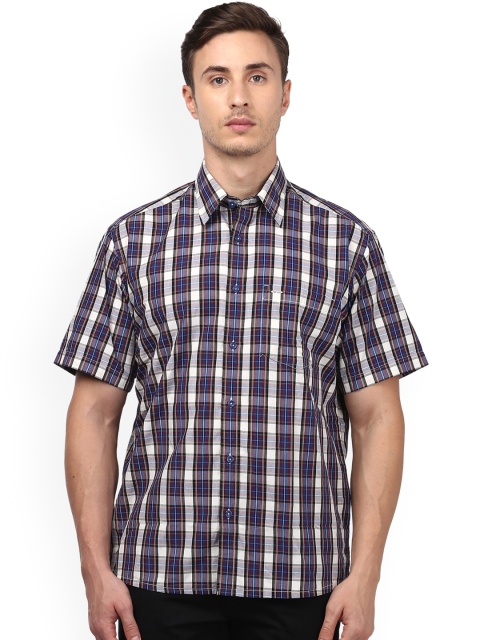 

ColorPlus Men Blue & white Regular Fit Checked Casual Shirt