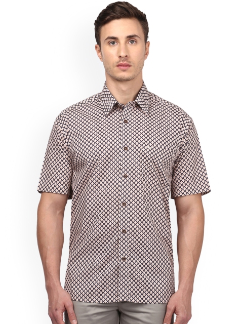 

ColorPlus Men Brown & Navy Blue Regular Fit Printed Casual Shirt