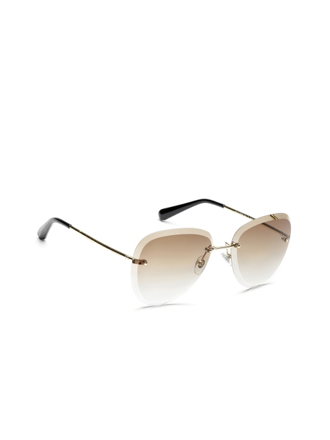 

Daniel Klein Women Rimless Aviator Sunglasses DK4190P-C2, Brown