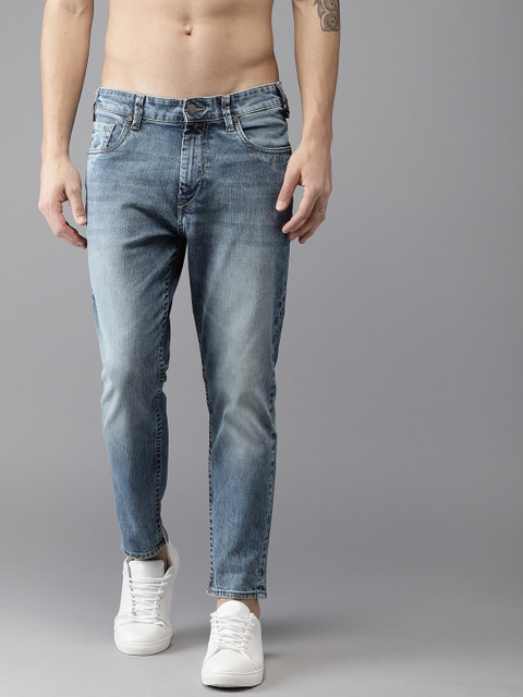 

HERE&NOW Men Blue Slim Fit Mid-Rise Cropped Clean Look Stretchable Jeans