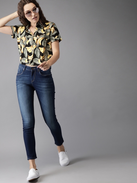

Moda Rapido Women Blue Skinny Fit Mid-Rise Clean Look Stretchable Cropped Jeans