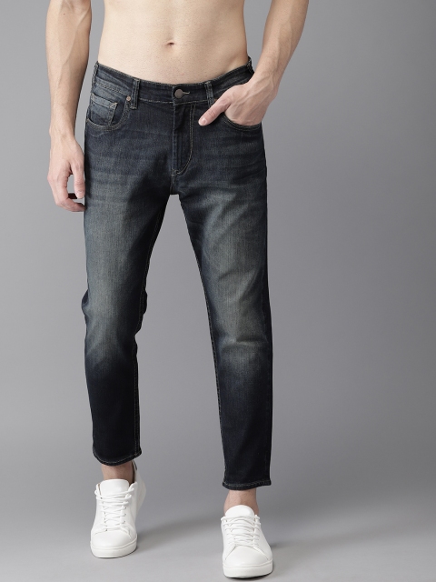 

HERE&NOW Men Blue Tapered Fit Mid-Rise Cropped Clean Look Stretchable Jeans