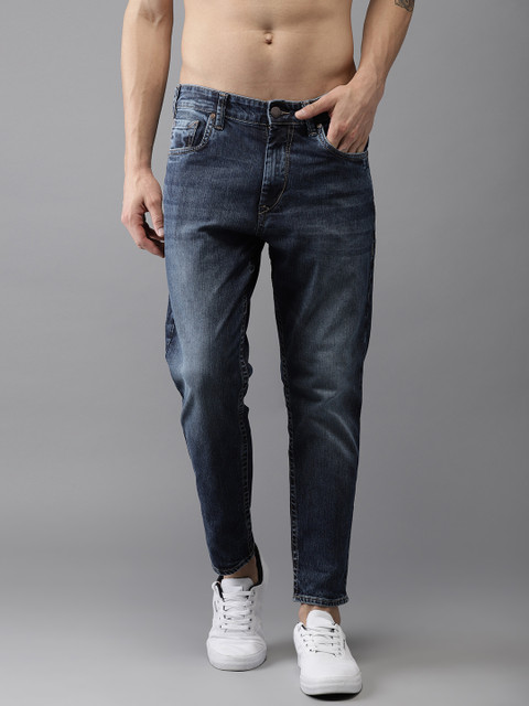 

HERE&NOW Men Blue Slim Fit Mid-Rise Cropped Clean Look Stretchable Jeans