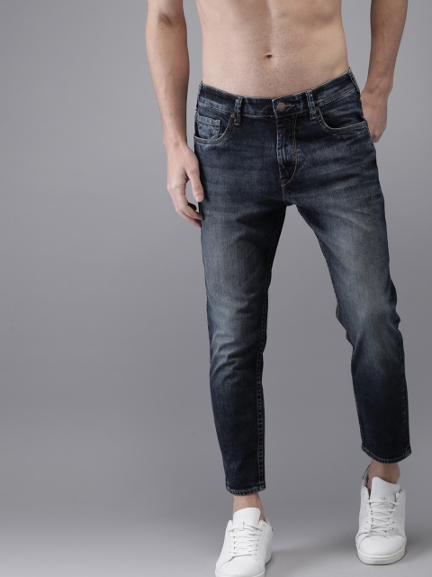 

HERE&NOW Men Blue Slim Fit Mid-Rise Cropped Clean Look Stretchable Jeans
