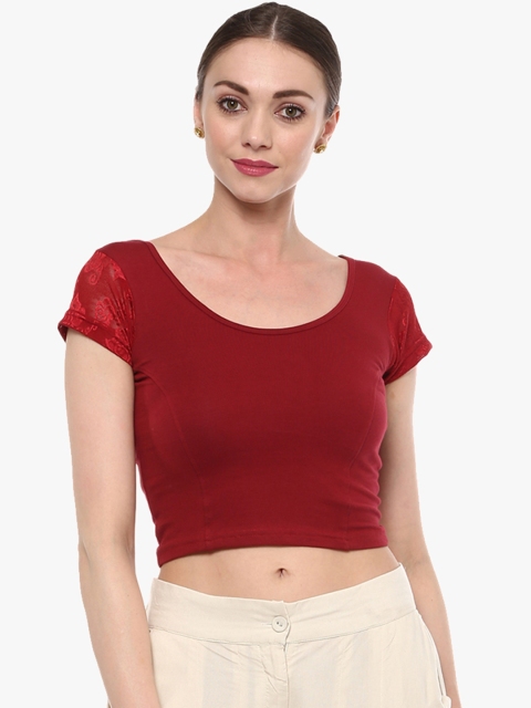 

SALWAR STUDIO Women Solid Maroon Saree Blouse