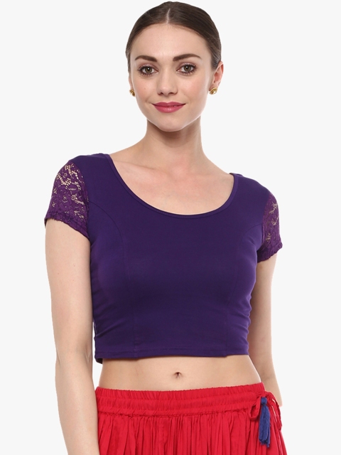 

SALWAR STUDIO Women Solid Purple Saree Blouse