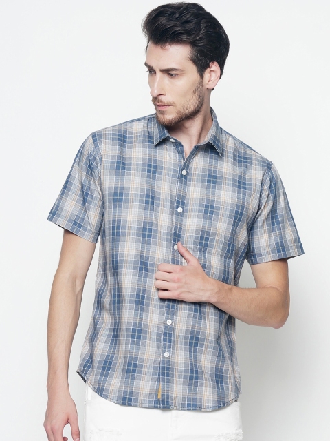 

Balista Men Blue Regular Fit Checked Casual Shirt