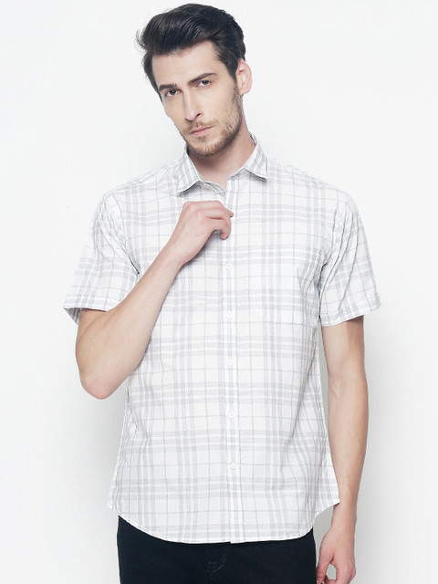 

Balista Men White Regular Fit Checked Casual Shirt