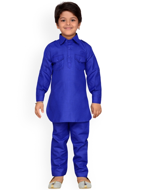 

Aj DEZInES Boys Blue Solid Kurta with Salwar