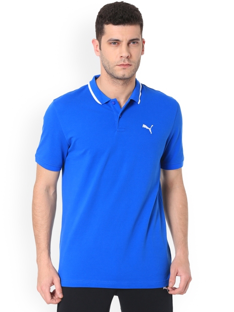 

Puma Men Blue Solid Polo Collar T-shirt
