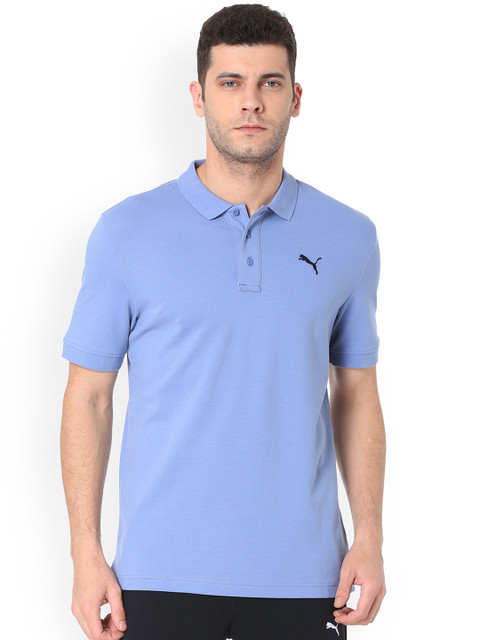 

Puma Men Blue Solid Polo Collar T-shirt
