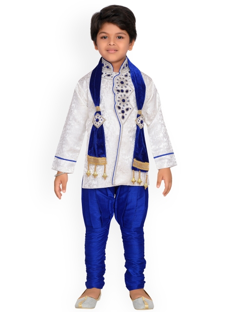 

Aj DEZInES Boys Blue & Off-White Sherwani Set