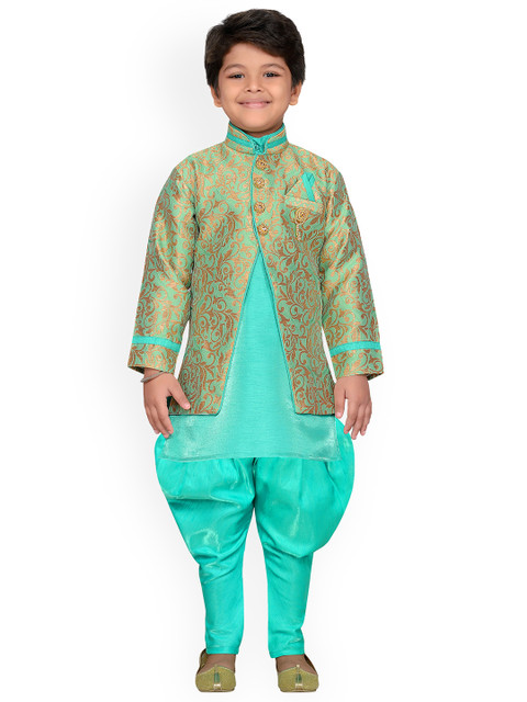 

Aj DEZInES Boys Blue & Copper Sherwani Set