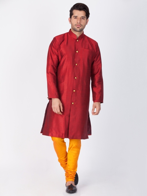 

Vastramay Men Maroon & Yellow Sherwani with Churidar