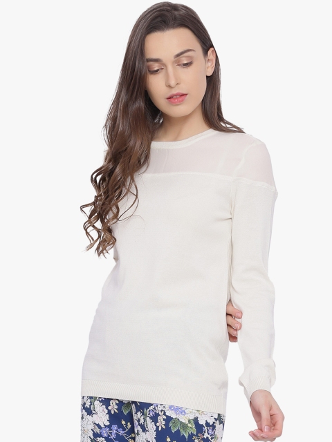 

Van Heusen Woman Women Cream-Coloured Solid Pullover