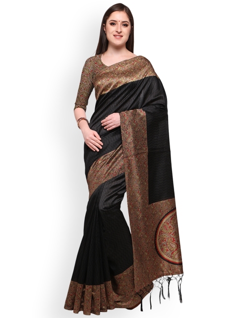 

Blissta Black Art Silk Printed Mysore Silk Saree