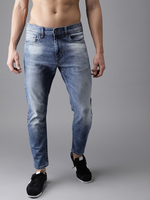 

Moda Rapido Men Blue Tapered Fit Mid-Rise Clean Look Stretchable Cropped Jeans