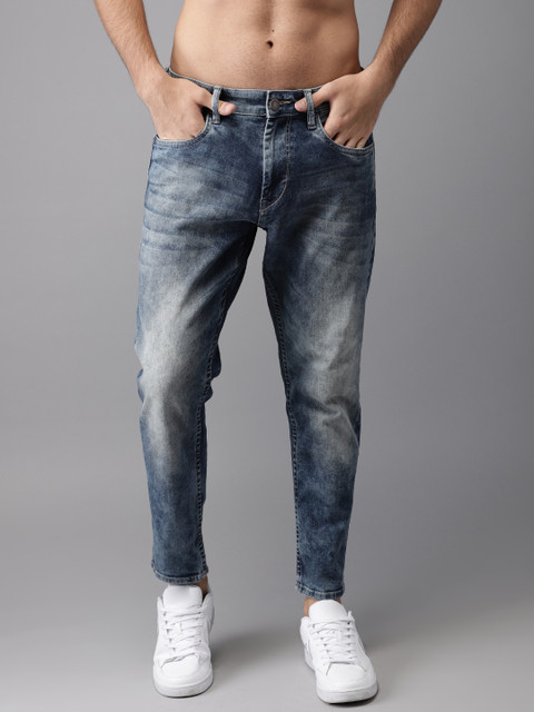 

Moda Rapido Men Blue Tapered Fit Mid-Rise Cropped Clean Look Stretchable Jeans