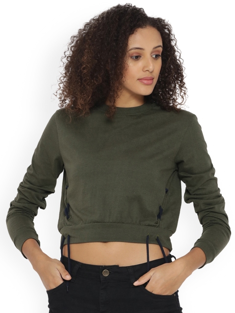 

Campus Sutra Women Green Solid Boxy Top