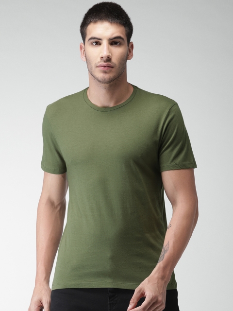 

Celio Men Olive Green Solid Round Neck T-shirt