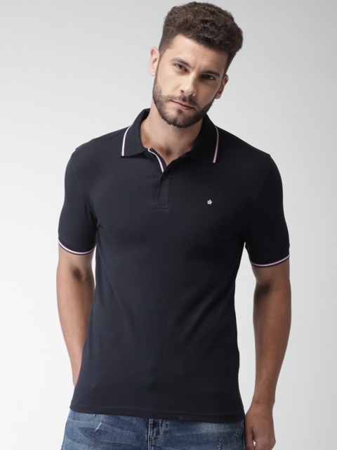 

Celio Men Navy Blue Solid Polo Collar T-shirt