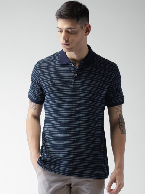 

Celio Men Blue Striped Polo Collar T-shirt