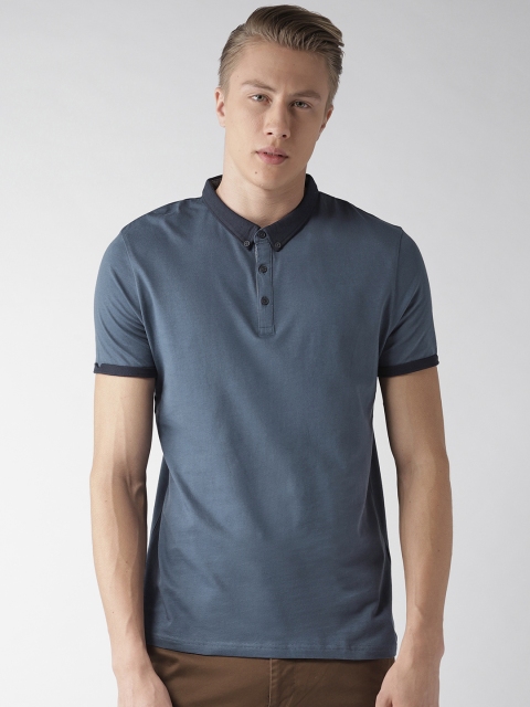 

Celio Men Navy Blue Solid Polo Collar T-shirt