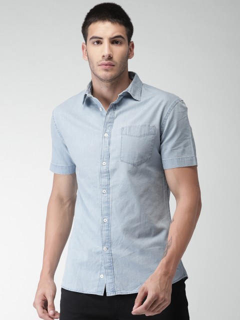 

Celio Men Blue Slim Fit Solid Casual Shirt