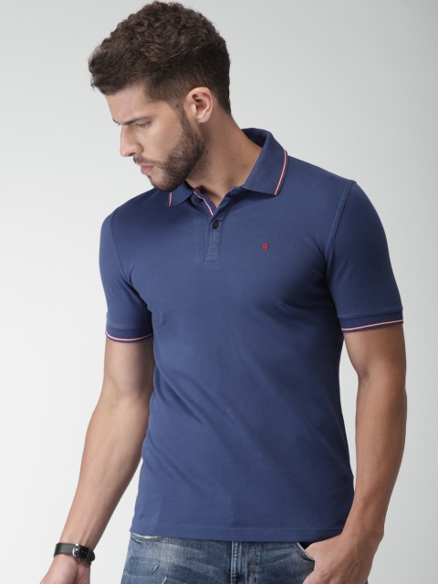 

Celio Men Blue Solid Polo Collar T-shirt