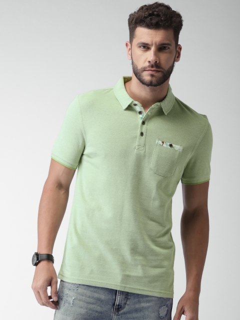 

Celio Men Green Solid Polo Collar Pure Cotton T-shirt